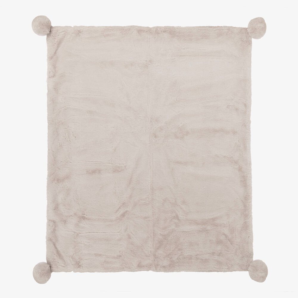 Mayoral Newborn-Girls Beige Plush Pom-Pom Blanket | Childrensalon Outlet