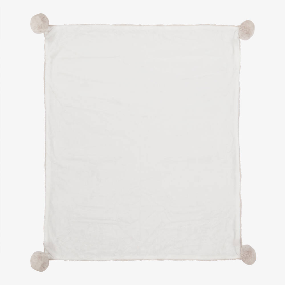 Mayoral Newborn-Girls Beige Plush Pom-Pom Blanket | Childrensalon Outlet