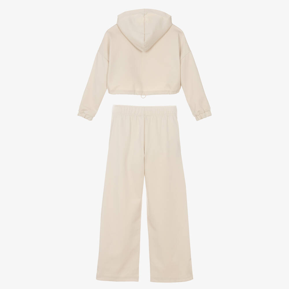 Mayoral-Girls Beige Positive Slogan Tracksuit | Childrensalon Outlet