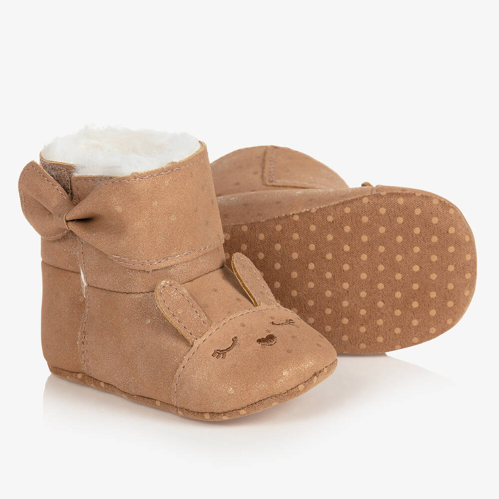 Mayoral Newborn - Girls Beige Pre-Walker Booties | Childrensalon