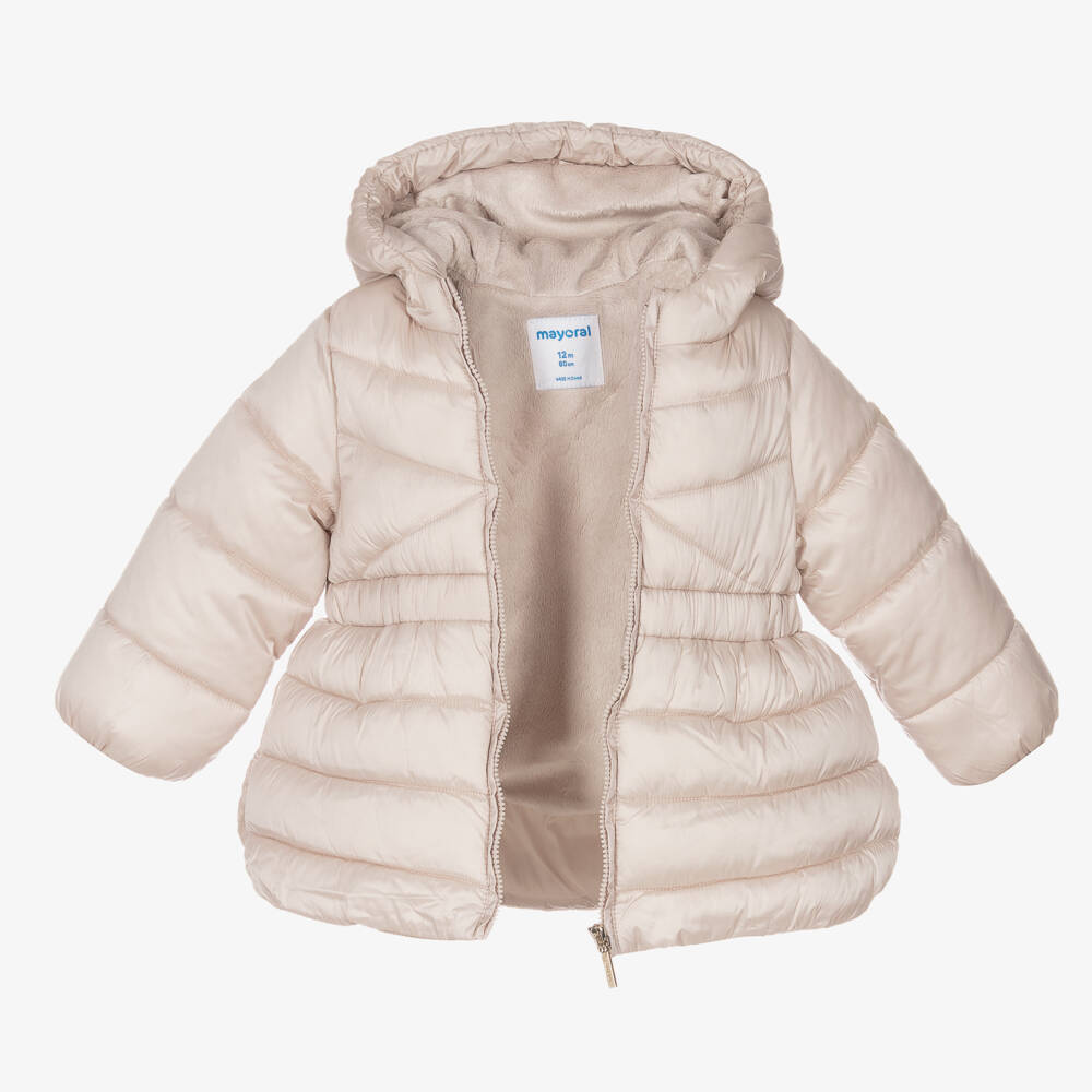 Mayoral-Girls Beige Puffer Coat | Childrensalon Outlet