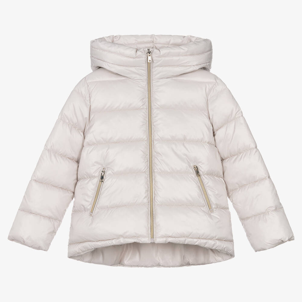 Mayoral - Girls Beige Puffer Hooded Jacket | Childrensalon