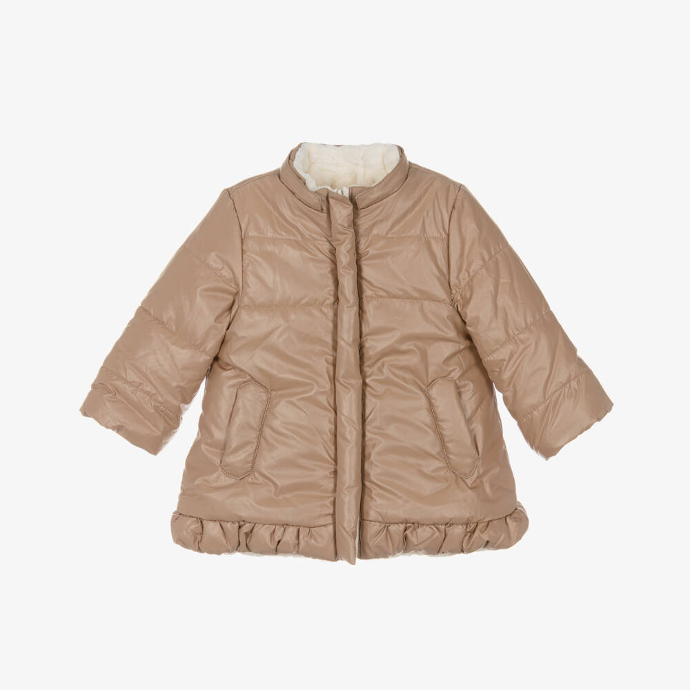 Mayoral Для новорожденных-Бежевая стеганая двусторонняя куртка для девочек | Childrensalon Outlet