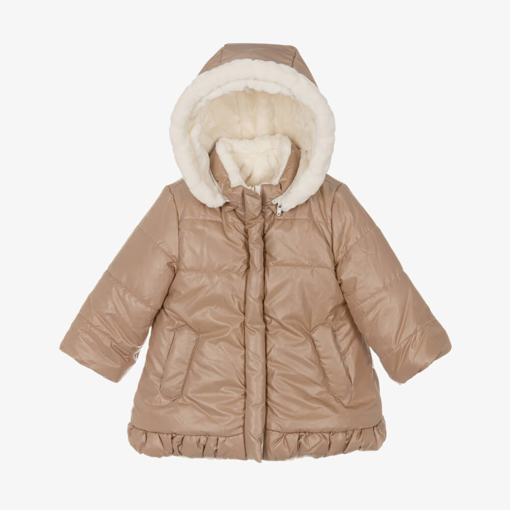Mayoral Для новорожденных-Бежевая стеганая двусторонняя куртка для девочек | Childrensalon Outlet