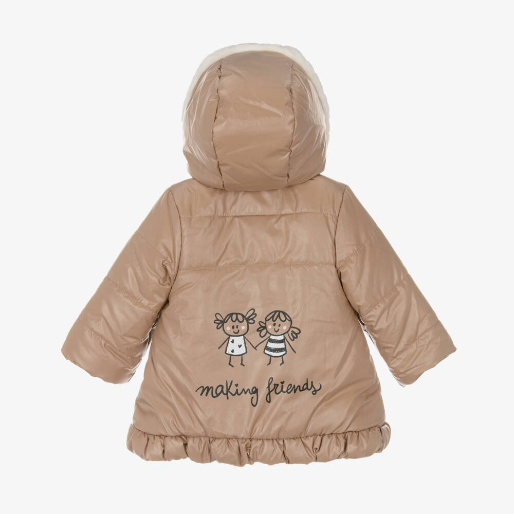 Mayoral Для новорожденных-Бежевая стеганая двусторонняя куртка для девочек | Childrensalon Outlet