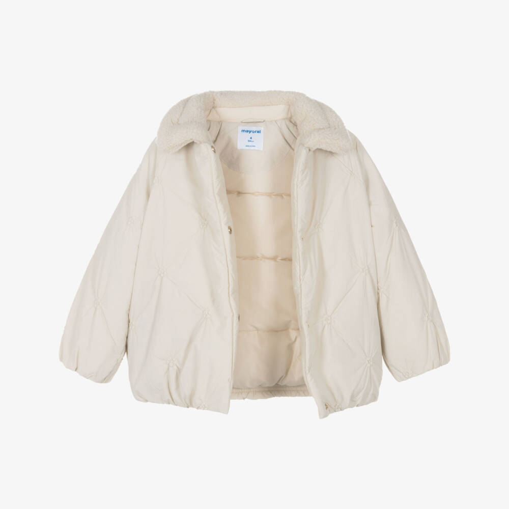Mayoral-Куртка из бежевого стеганого шерпа для девочек | Childrensalon Outlet