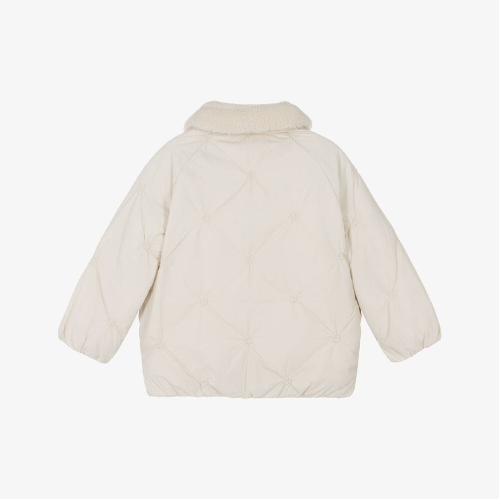 Mayoral-Куртка из бежевого стеганого шерпа для девочек | Childrensalon Outlet