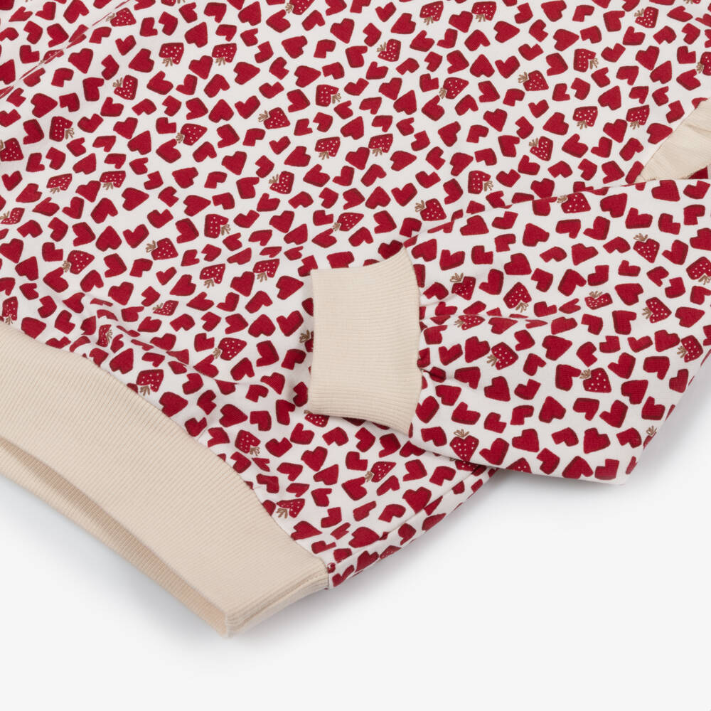 Mayoral-Girls Beige & Red Heart Print Cotton Sweatshirt | Childrensalon Outlet