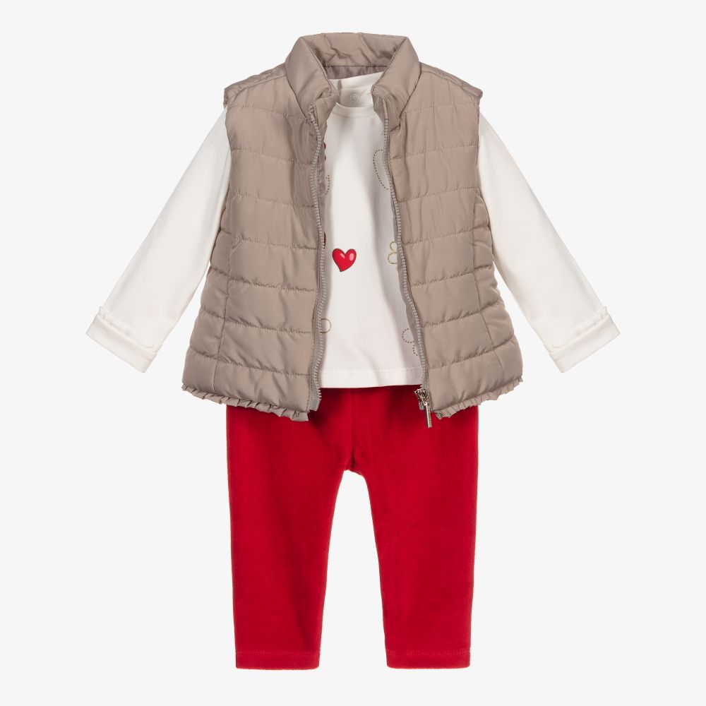 Mayoral - Girls Beige & Red Leggings Set | Childrensalon