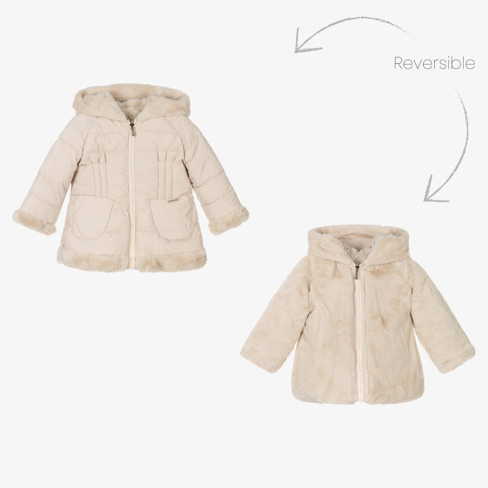 Mayoral - Manteau réversible beige Fille | Childrensalon