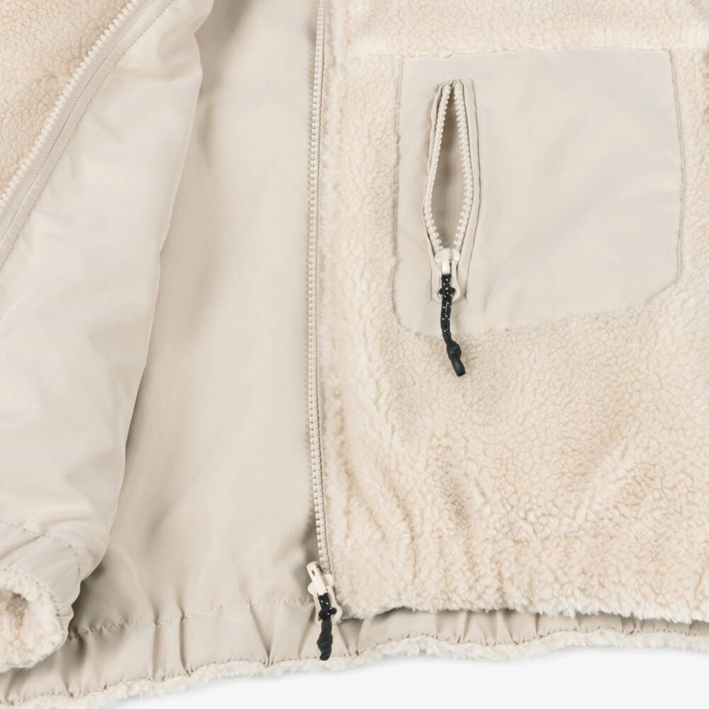 Mayoral-Girls Beige Reversible Sherpa Jacket | Childrensalon Outlet