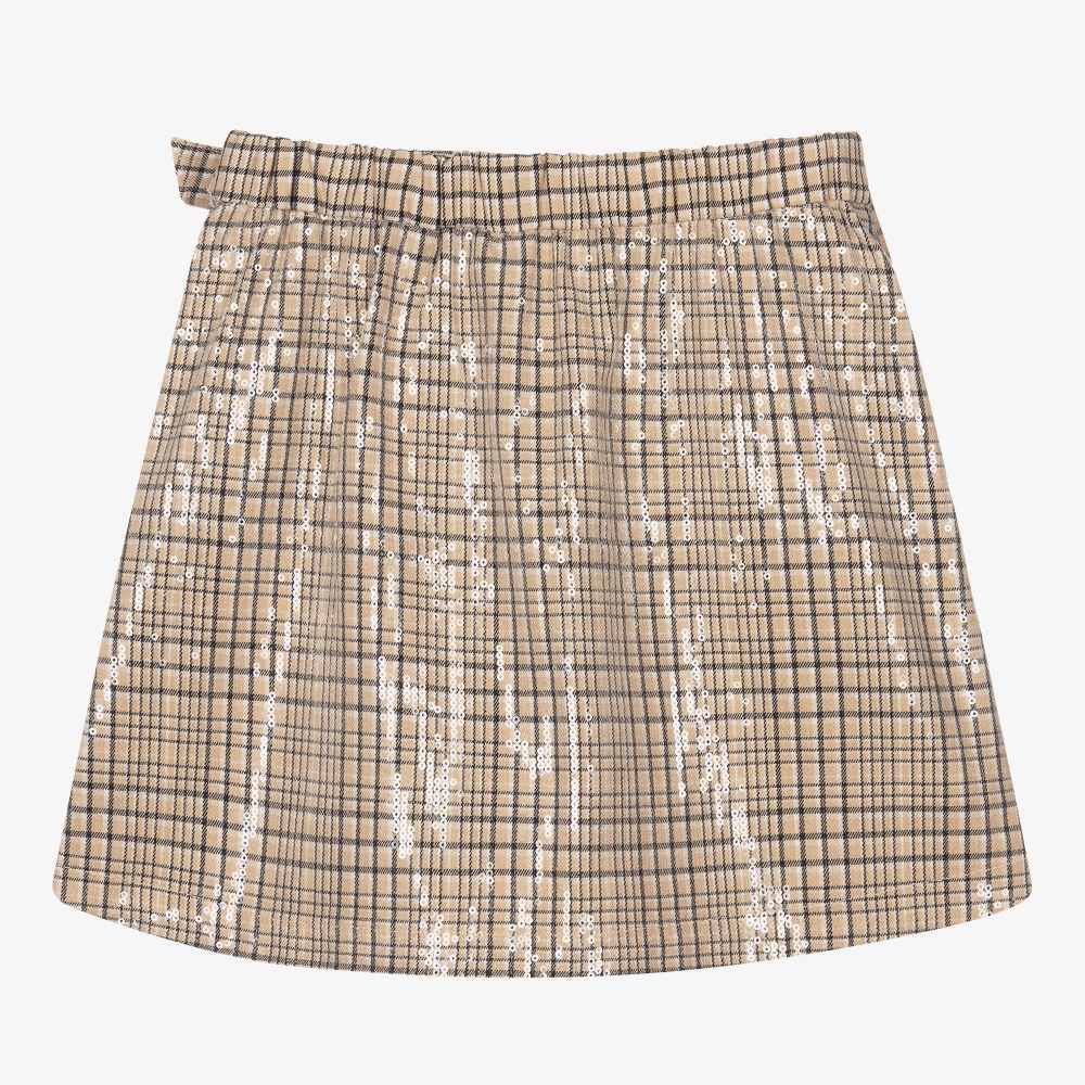 Mayoral-Бежевая юбка с пайетками для девочек | Childrensalon Outlet