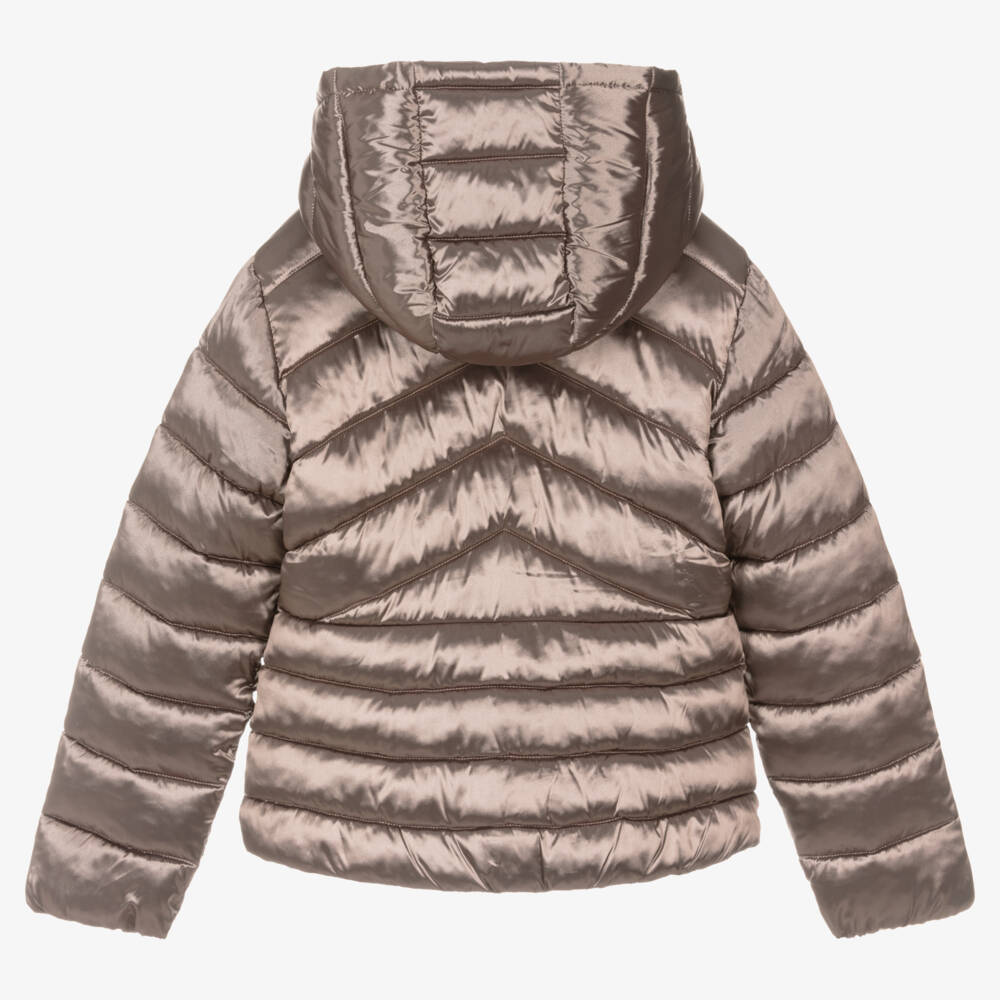 Mayoral-Girls Beige Shimmer Puffer Coat | Childrensalon Outlet