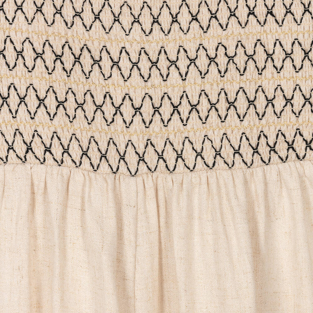 Mayoral-Girls Beige Smocked Playsuit | Childrensalon Outlet