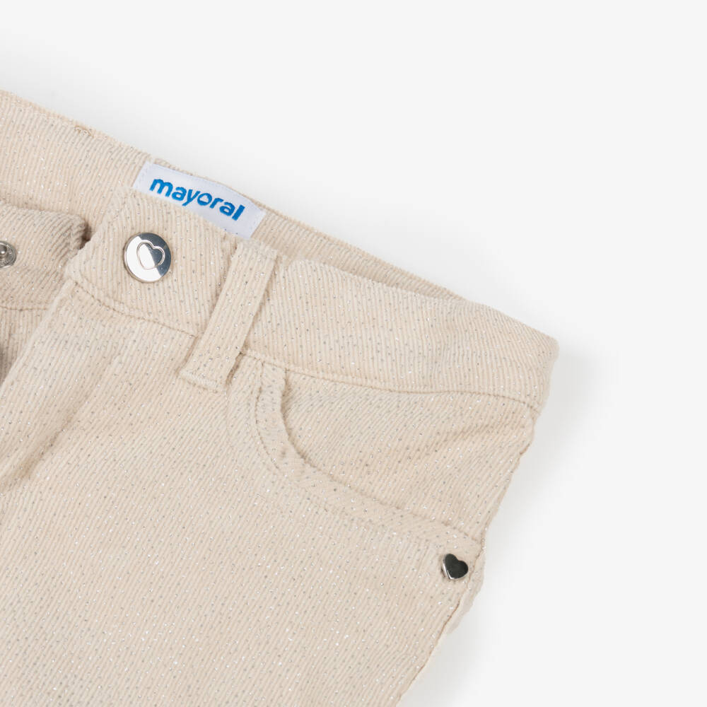 Mayoral-Girls Beige Sparkle Cord Trousers | Childrensalon Outlet