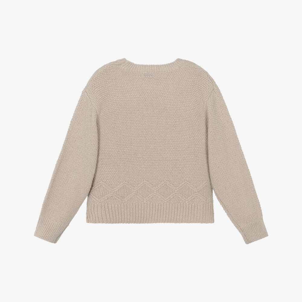 Mayoral-Girls Beige Sparkle Knit Jumper | Childrensalon Outlet
