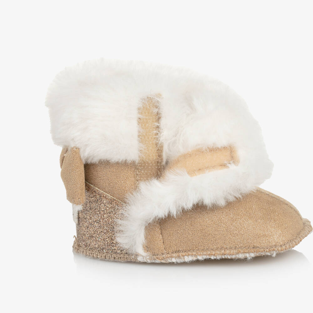 Mayoral Для новорожденных-Бежевые блестящие пинетки для девочек | Childrensalon Outlet