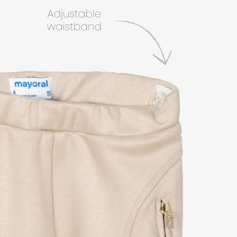 Mayoral-Girls Beige Sparkle Trousers | Childrensalon Outlet