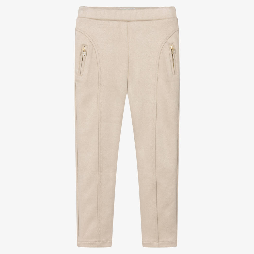 Mayoral-Girls Beige Sparkle Trousers | Childrensalon Outlet