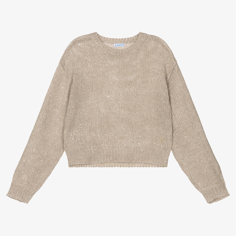 Mayoral-Бежевый свитер с блестками | Childrensalon Outlet