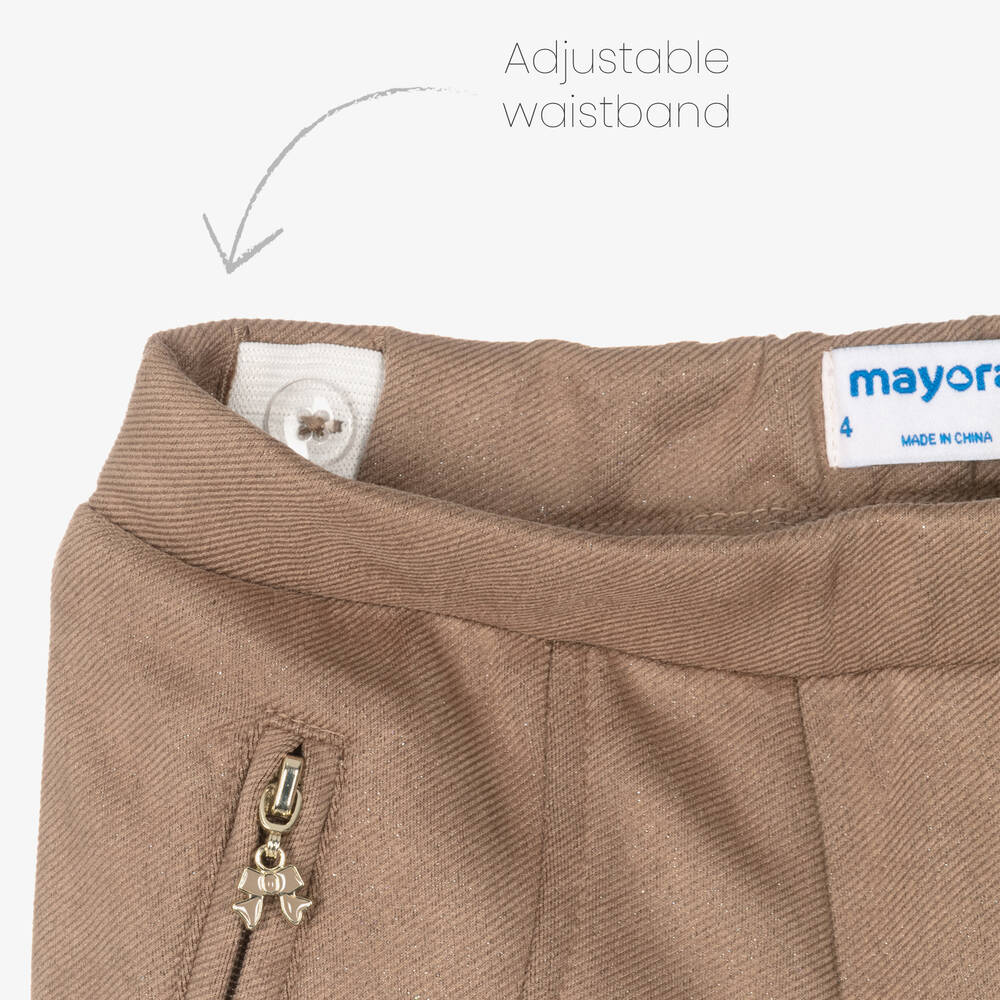 Mayoral-بنطلون تويل لون بيج داكن للبنات | Childrensalon Outlet