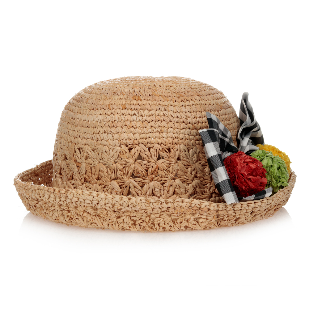 Mayoral - Girls Beige Straw Hat  | Childrensalon