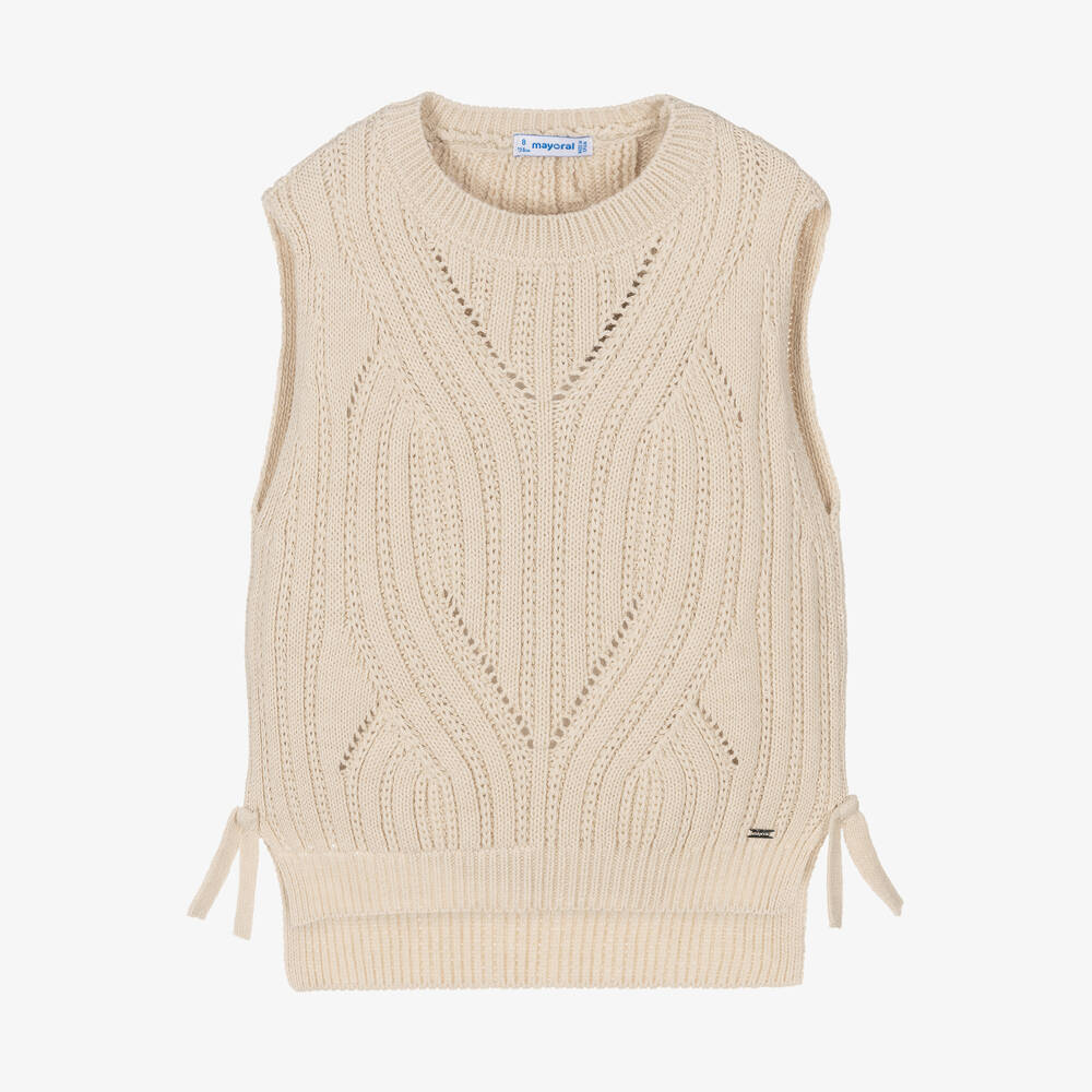 Mayoral - Pull sans manches beige Fille | Childrensalon