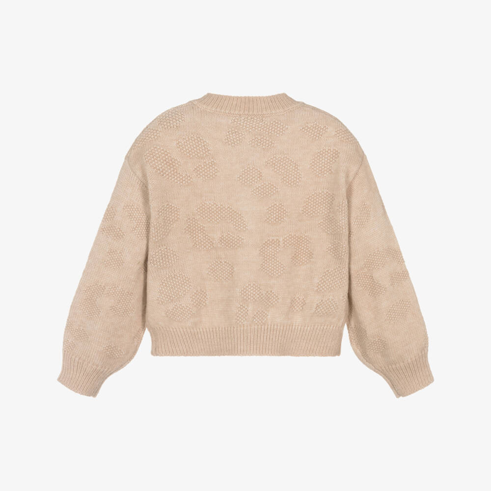 Mayoral-Girls Beige Textured Knit Cardigan | Childrensalon Outlet