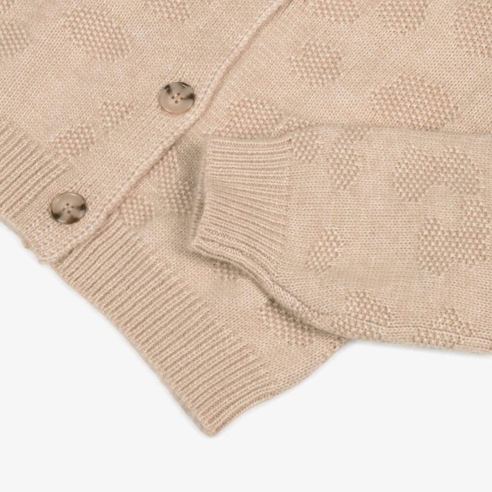Mayoral-Girls Beige Textured Knit Cardigan | Childrensalon Outlet