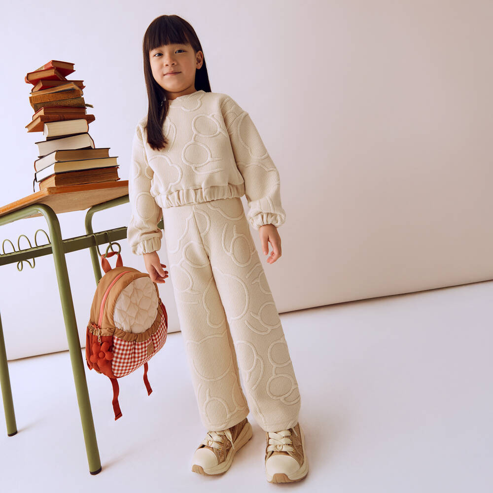 Mayoral-Бежевый вязаный комплект брюк для девочек | Childrensalon Outlet