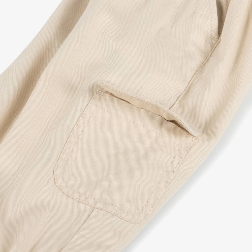 Mayoral-Girls Beige Twill Cargo Pants | Childrensalon Outlet
