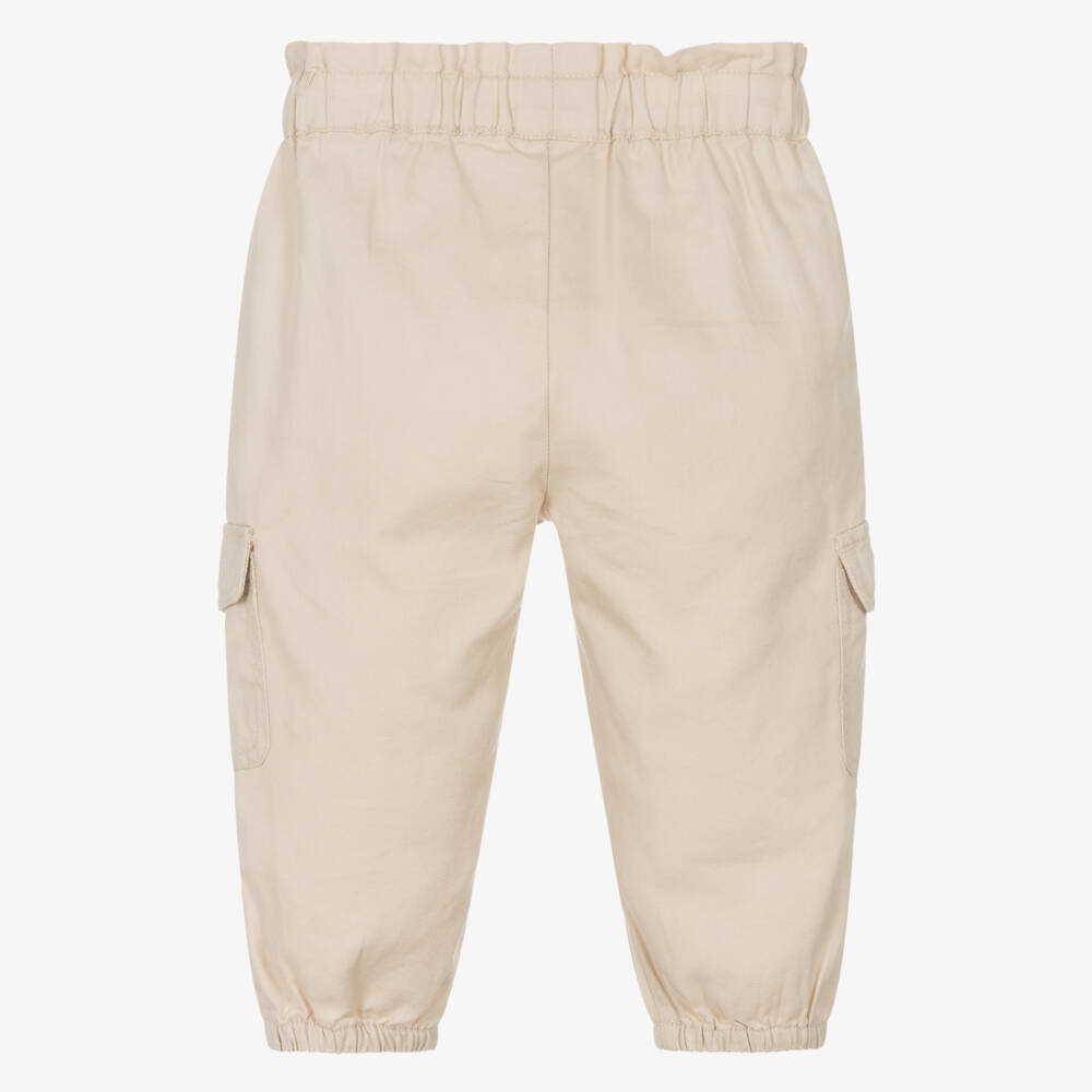 Mayoral-Girls Beige Twill Cargo Pants | Childrensalon Outlet