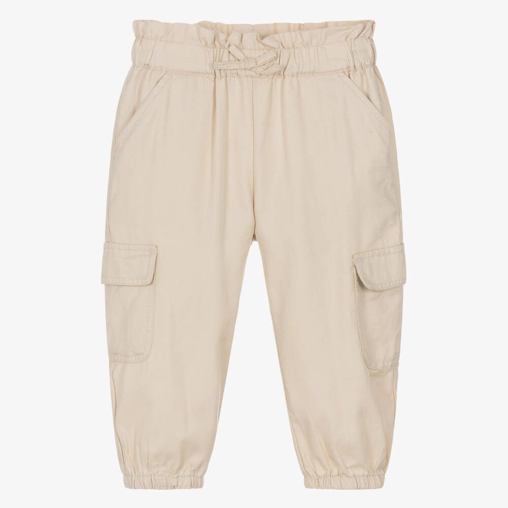 Mayoral-Girls Beige Twill Cargo Pants | Childrensalon Outlet
