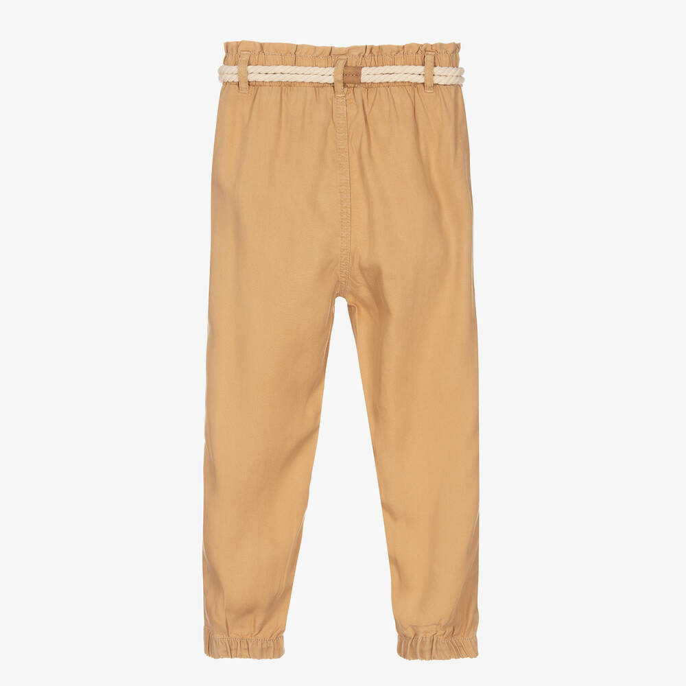 Mayoral-بنطلون بحزام ليوسيل تويل لون بيج للبنات | Childrensalon Outlet