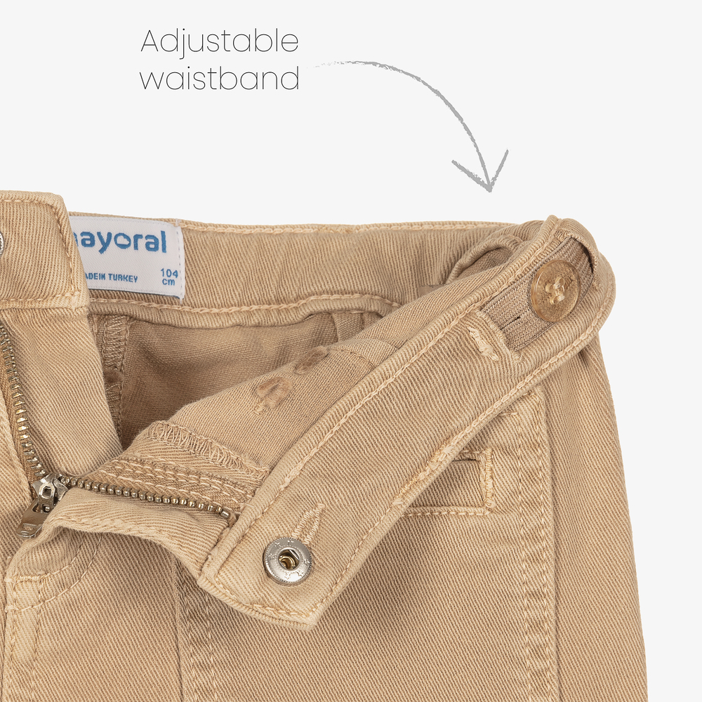 Mayoral-Girls Beige Twill Trousers | Childrensalon Outlet