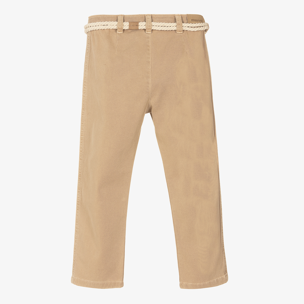 Mayoral-Girls Beige Twill Trousers | Childrensalon Outlet