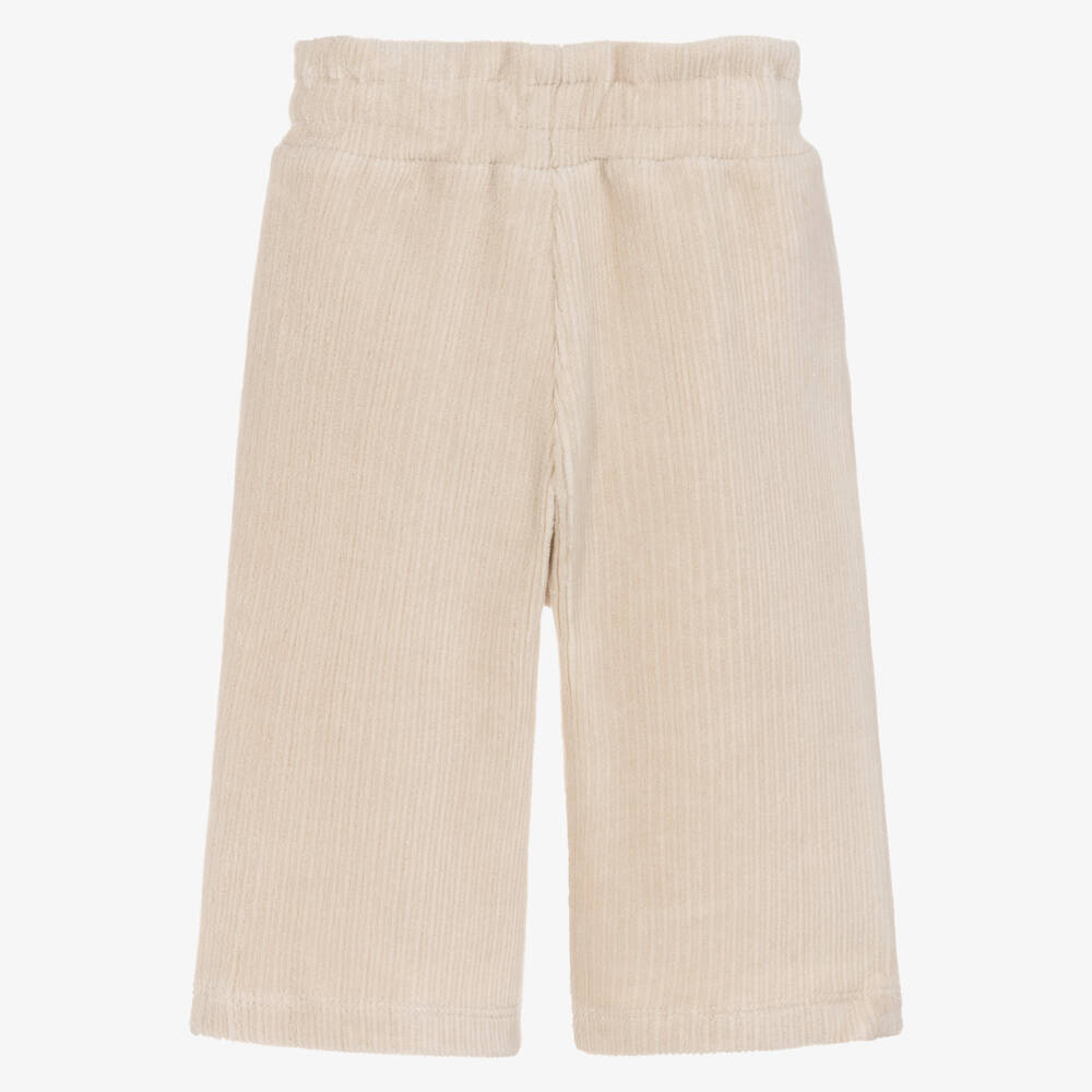 Mayoral-Girls Beige Velour Corduroy Wide Leg Trousers | Childrensalon Outlet