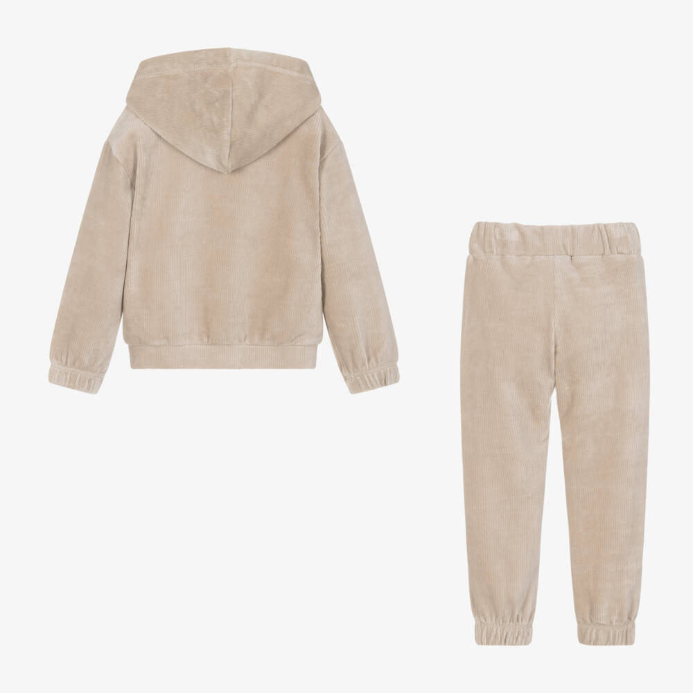Mayoral-Girls Beige Velour Set | Childrensalon Outlet