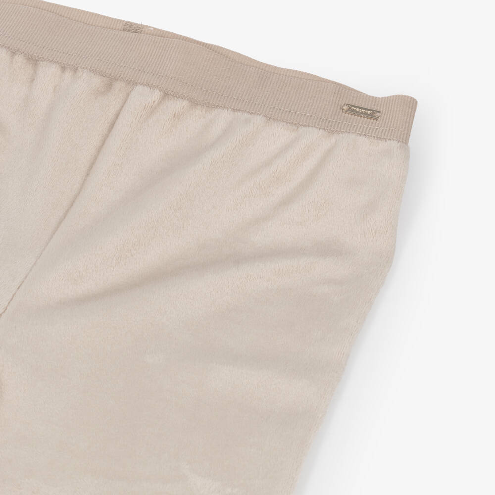 Mayoral-Girls Beige Velour Trousers | Childrensalon Outlet