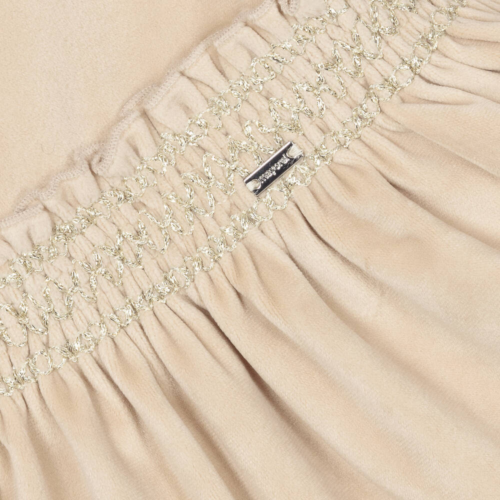 Mayoral-Бежевое бархатное платье для девочек | Childrensalon Outlet