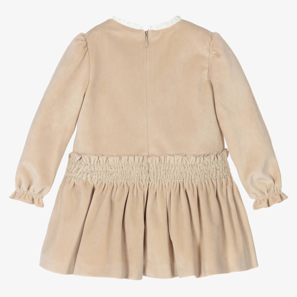 Mayoral-Бежевое бархатное платье для девочек | Childrensalon Outlet