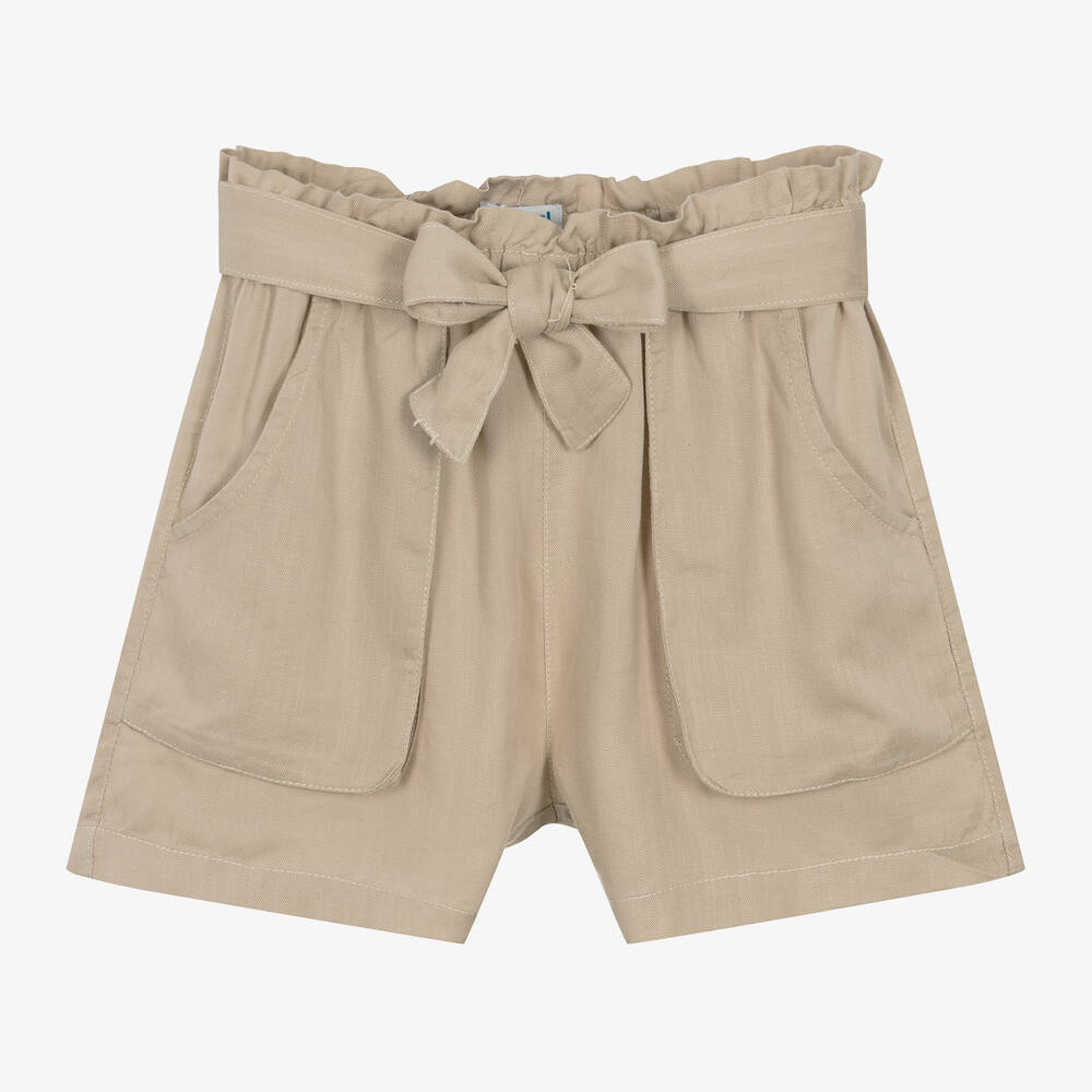 Mayoral-Girls Beige Viscose Shorts | Childrensalon Outlet