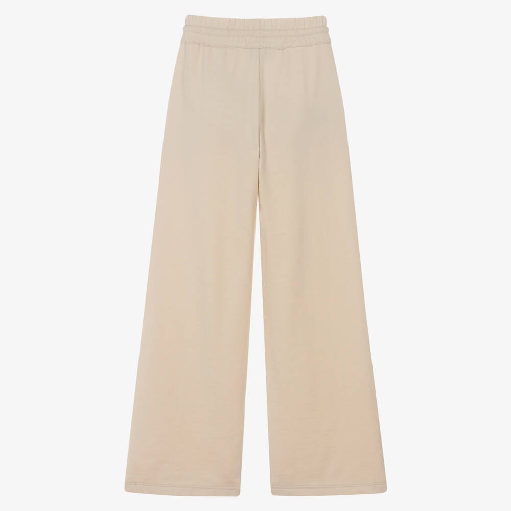 Mayoral-Girls Beige Wide Leg Drawstring Waist Joggers | Childrensalon Outlet
