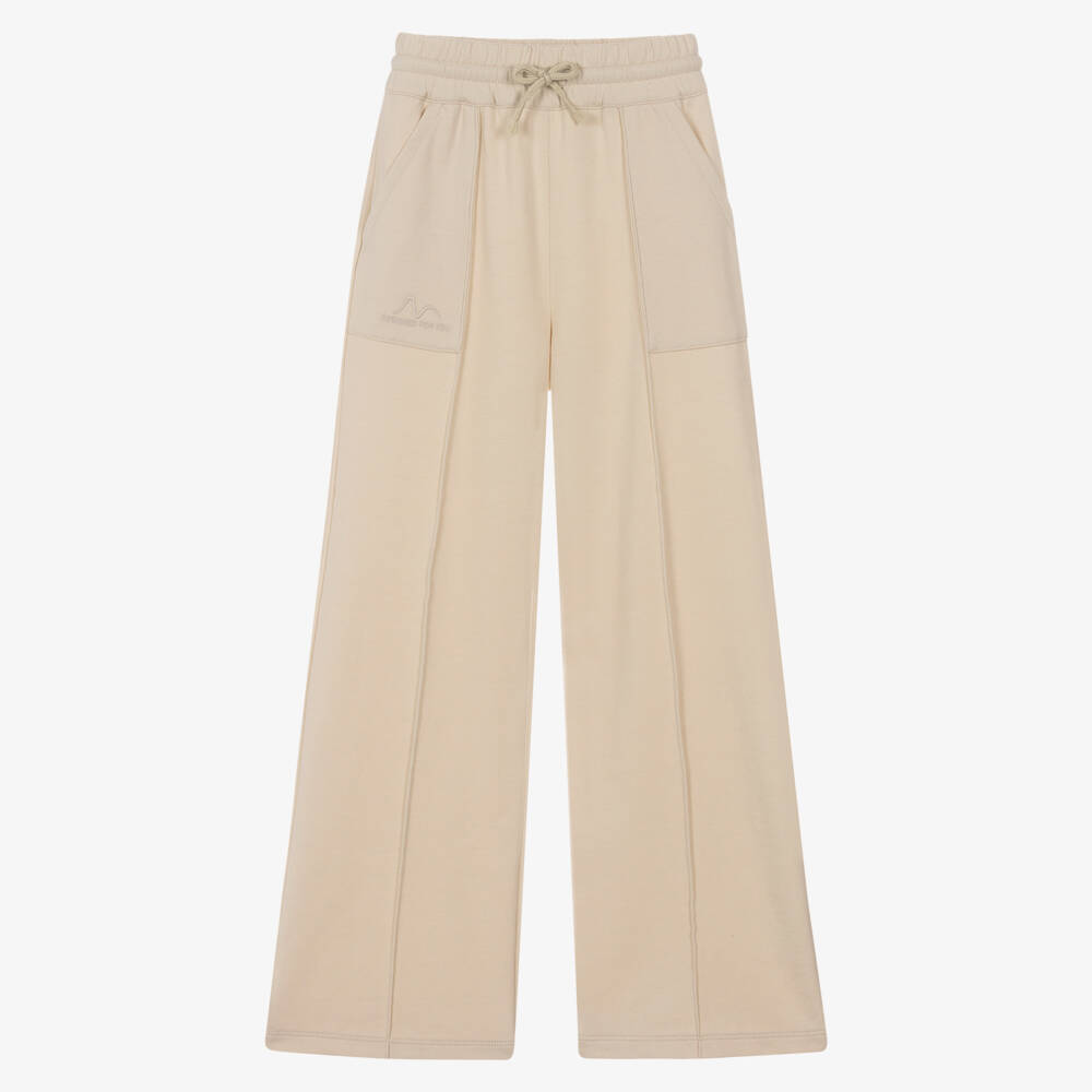 Mayoral-Girls Beige Wide Leg Drawstring Waist Joggers | Childrensalon Outlet