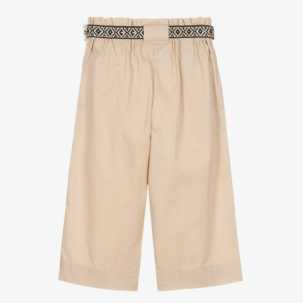 Mayoral-بنطلون بحزام مزيج قطن لون بيج للبنات | Childrensalon Outlet