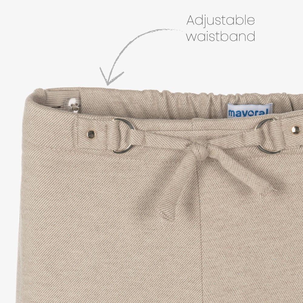 Mayoral-Girls Beige Wide Leg Trousers | Childrensalon Outlet