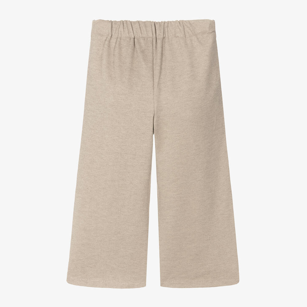 Mayoral-Girls Beige Wide Leg Trousers | Childrensalon Outlet