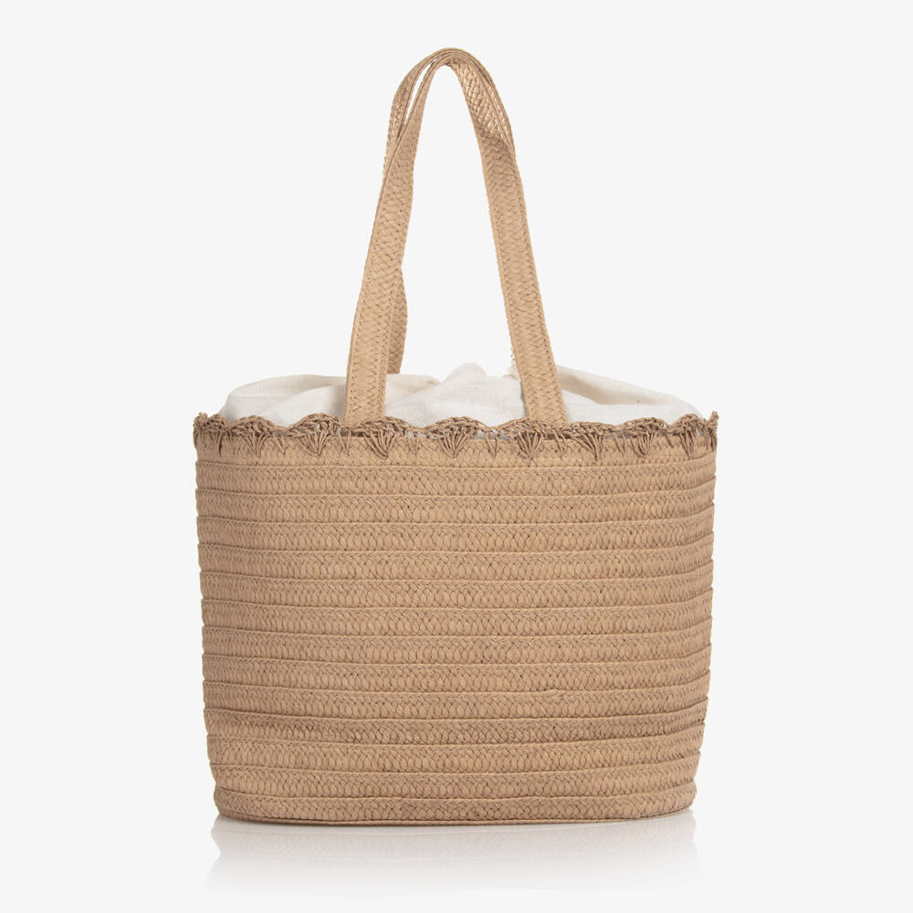 Mayoral Newborn-Girls Beige Woven Floral Tote | Childrensalon Outlet