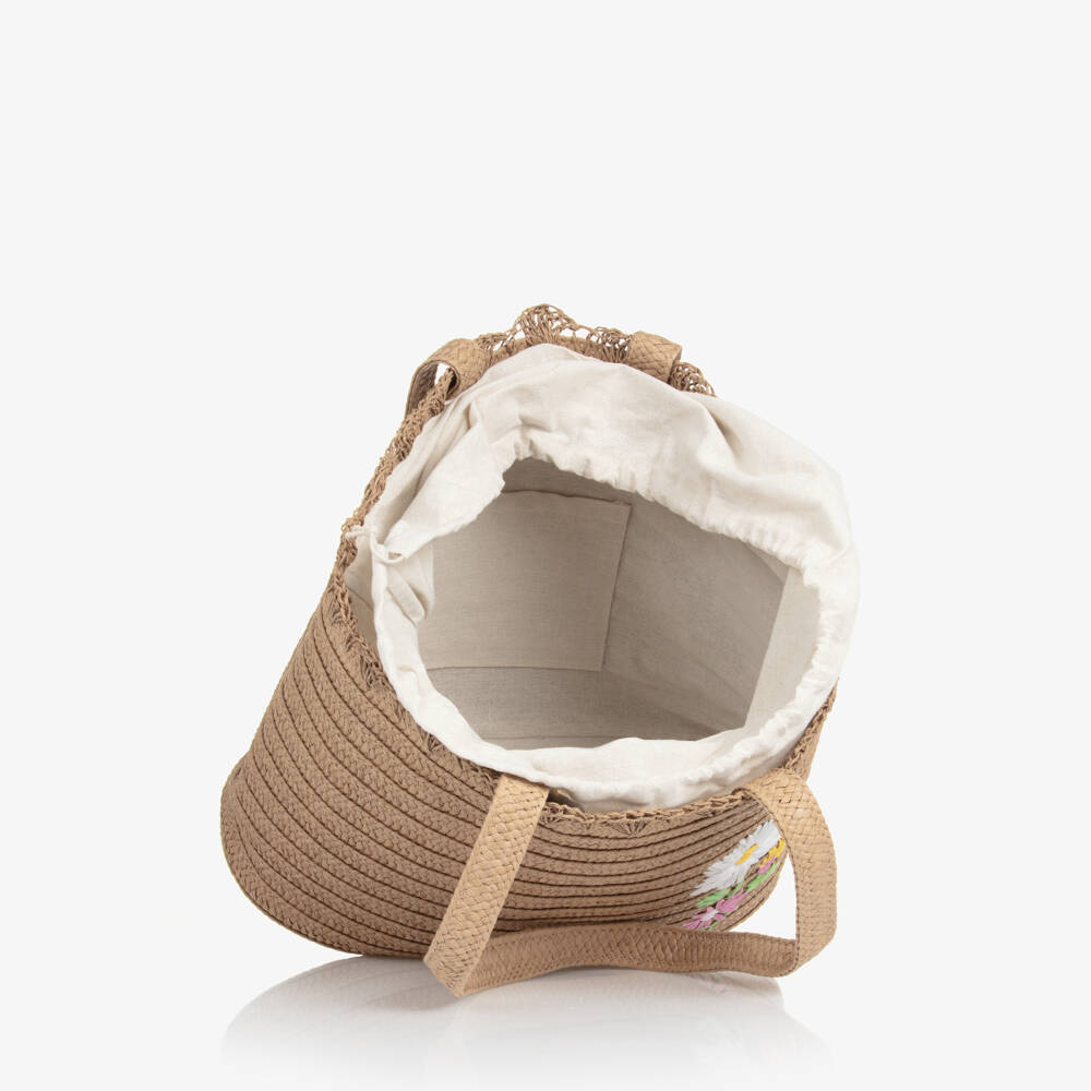 Mayoral Newborn-Girls Beige Woven Floral Tote | Childrensalon Outlet