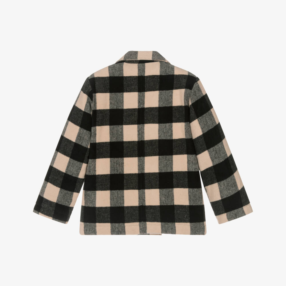 Mayoral-Girls Black & Beige Checked Coat | Childrensalon Outlet